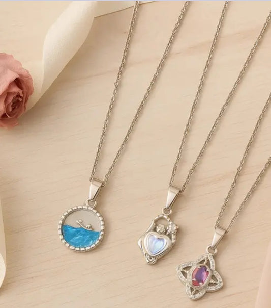 Silver-Plated Pendant Necklace – Elegant Set of Three